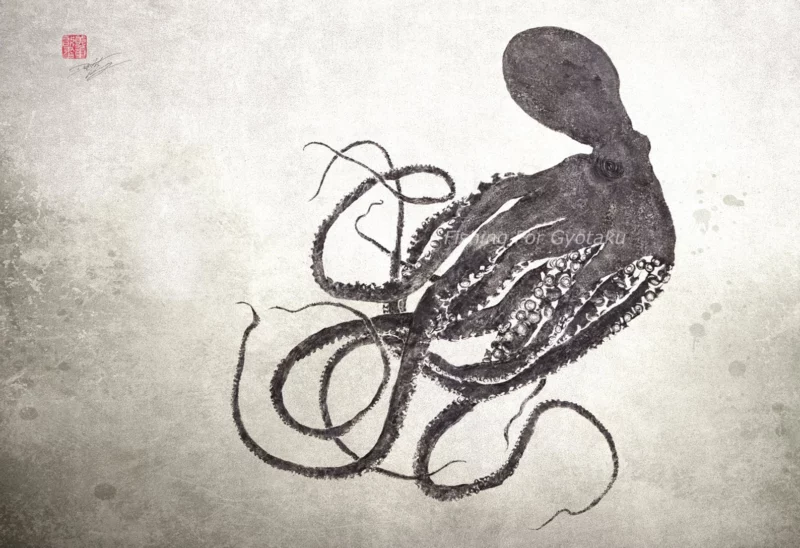 Lurking Octopus Reproduction gyotaku