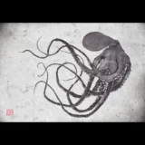 Cruising Octopus Reproduction gyotaku