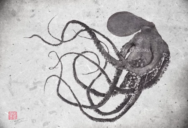 Cruising Octopus Reproduction gyotaku