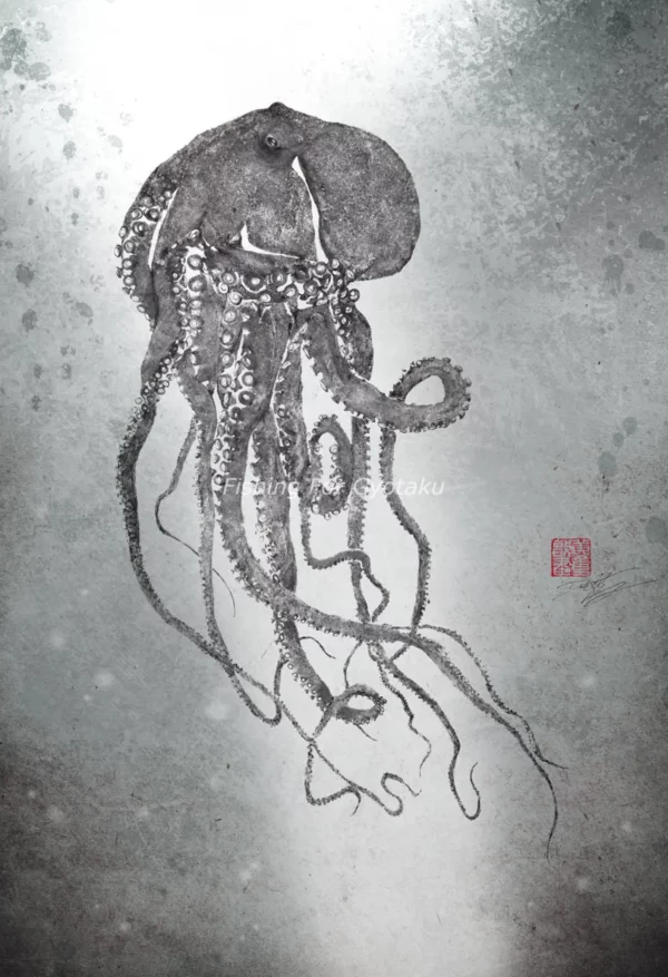 Octopus On The Rise Reproduction gyotaku