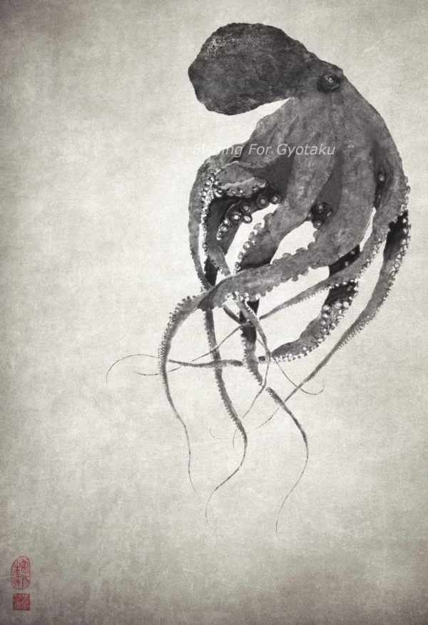 Octopus "Flow of Water" gyotaku