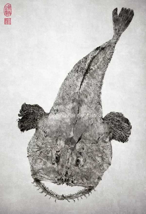 Monkfish "Ankou" Reproduction gyotaku