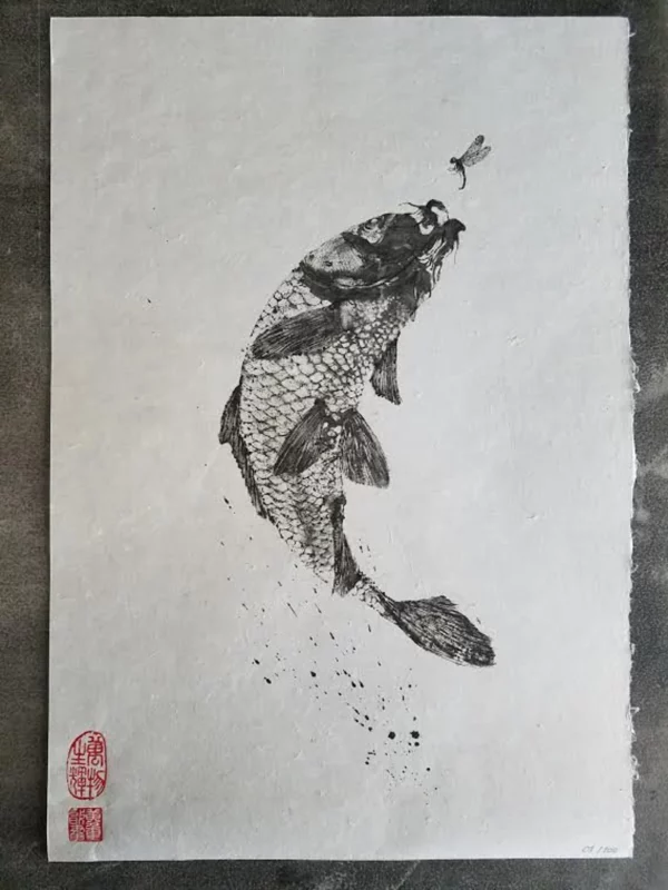 Celestial Koi Reproduction gyotaku