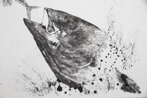 Bluefin Tuna & Flying Fish "The Escape" Reproduction gyotaku