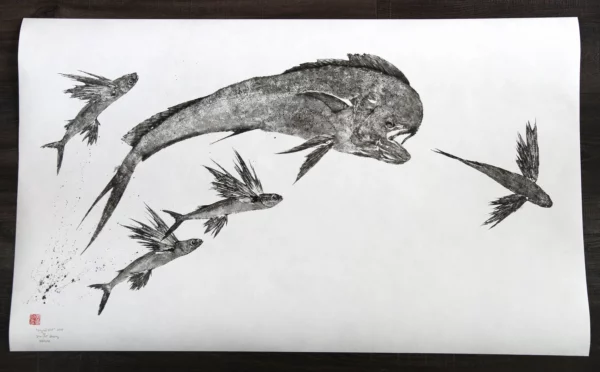 Limited Edition Gyotaku Prints of "Singled Out" Reproduction gyotaku