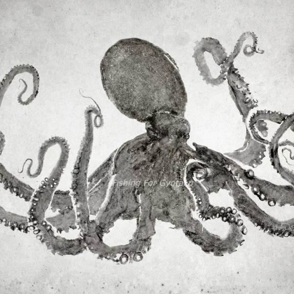 Pacific Giant Octopus "Underwater Crown" gyotaku