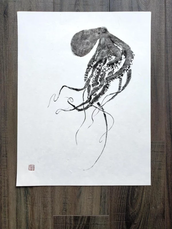 Octopus "Treble Clef" Reproduction gyotaku