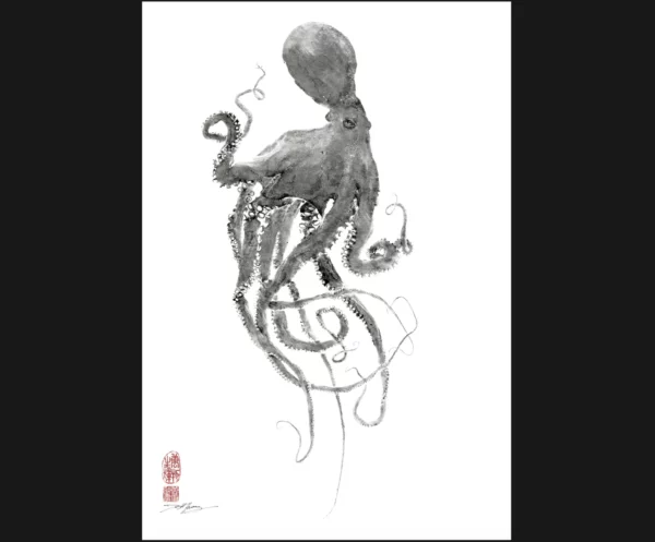 Octopus Dancing Queen gyotaku
