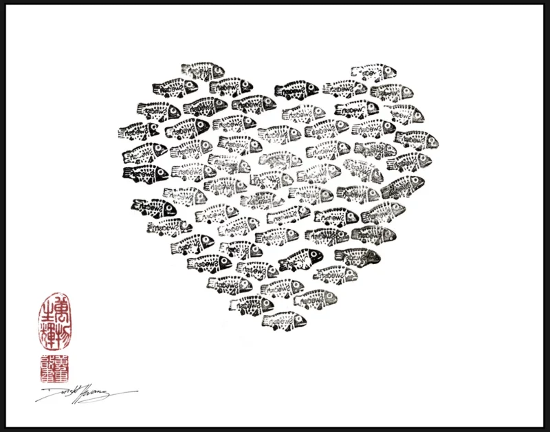Swedish Fish Heart Valetine's Day Reproduction gyotaku