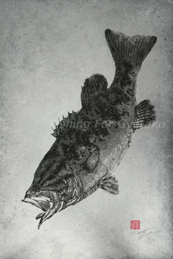 Largemouth Bass 2 Reproduction gyotaku
