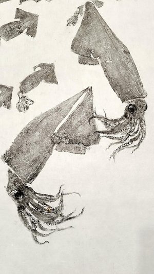 "Current of Squid" gyotaku