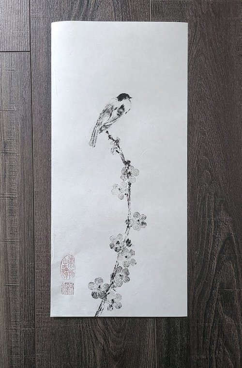 Songbird and Sakura gyotaku