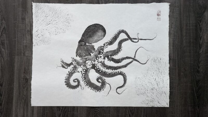 Gyotaku fish art octopus