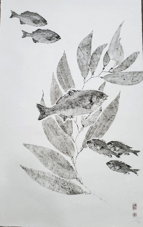 "Forest of Catalina" Original #1/2 gyotaku