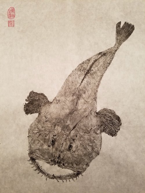 Monkfish - Anglerfish gyotaku