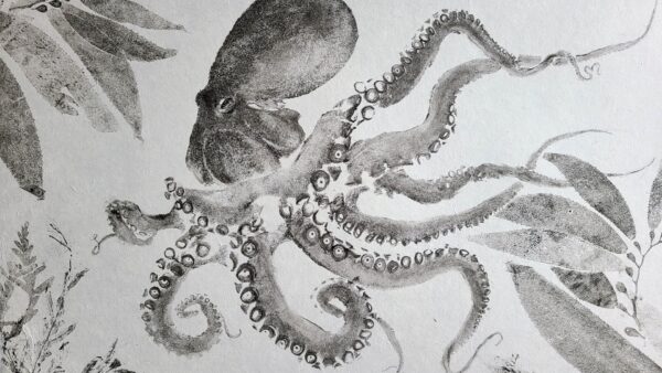 Octopus Gyotaku fish print